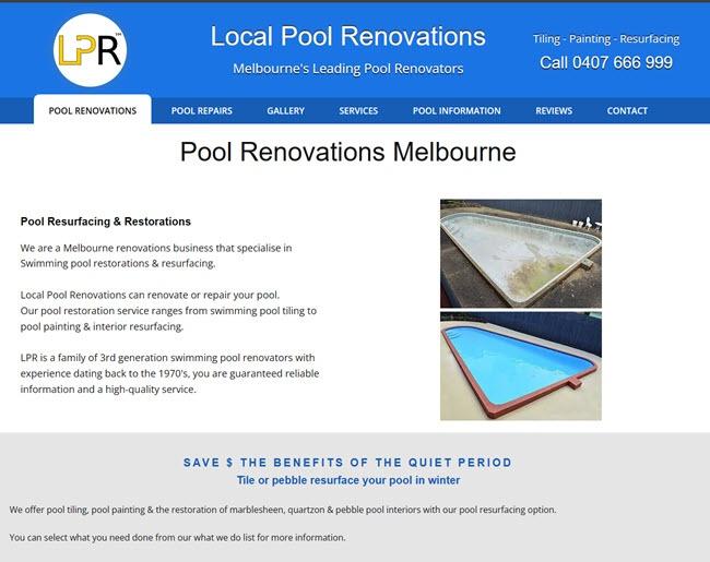 Local Pool Renovations Website Screenshot