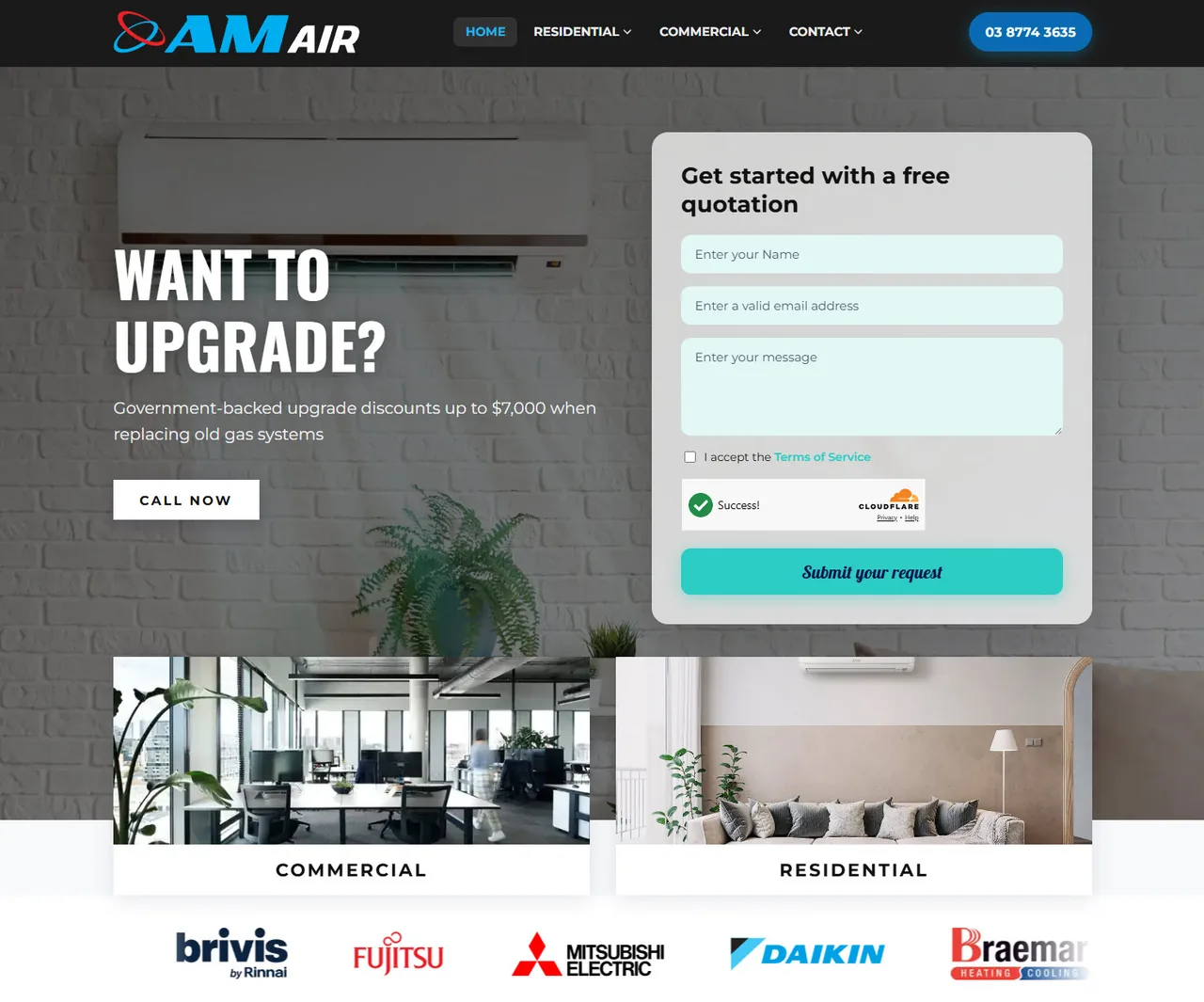 AM Air Berwick air conditioning website designed by Ascend Web Design