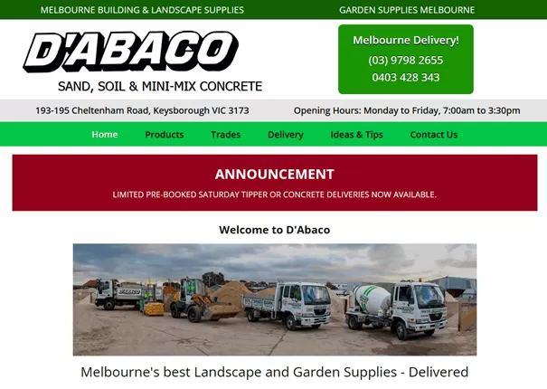 D'Abaco Garden Supplies website designed by Ascend Web Design
