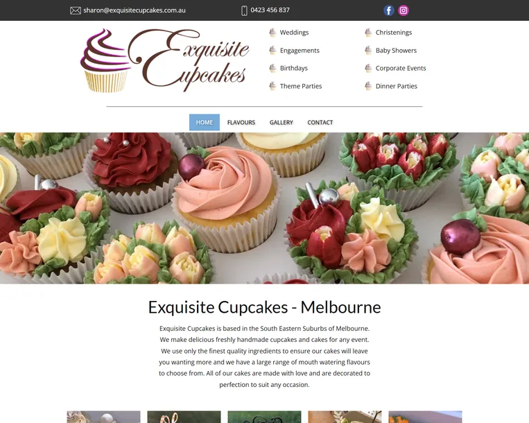 Exquisite Cupcakes website designed by Ascend Web Design