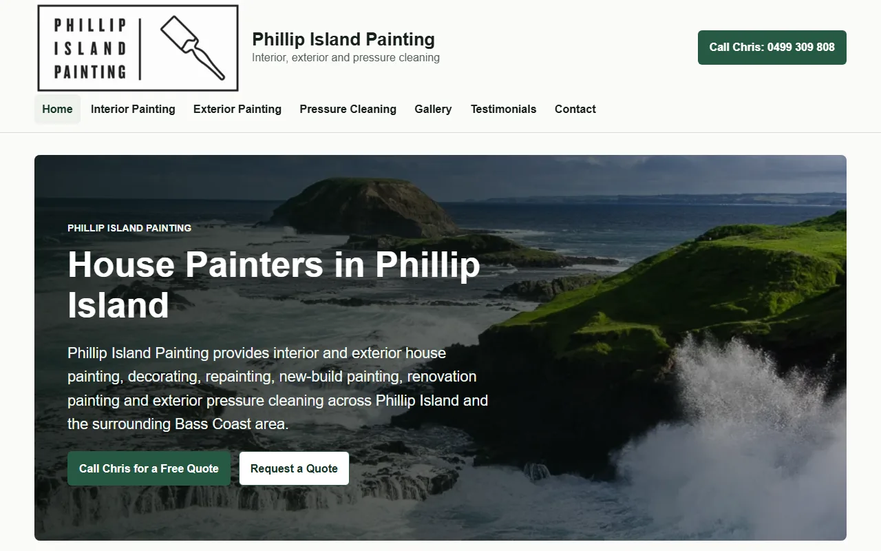 Phillip Island Painting website designed by Ascend Web Design